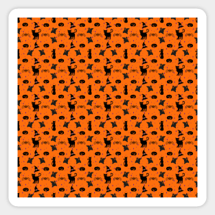 Cute Halloween Characters Orange and Black Pattern Sticker